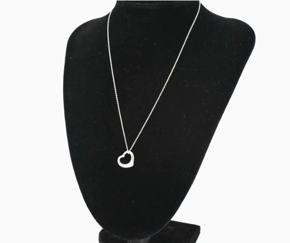Tiffany & Co. Elsa Peretti Open Heart Charm Sterling Silver 925 on 16" Chain